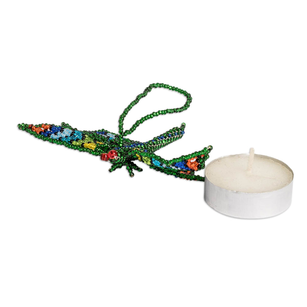 Two Glass Beaded Dragonfly-Themed Ornaments from Guatemala - Colorful Free Flight