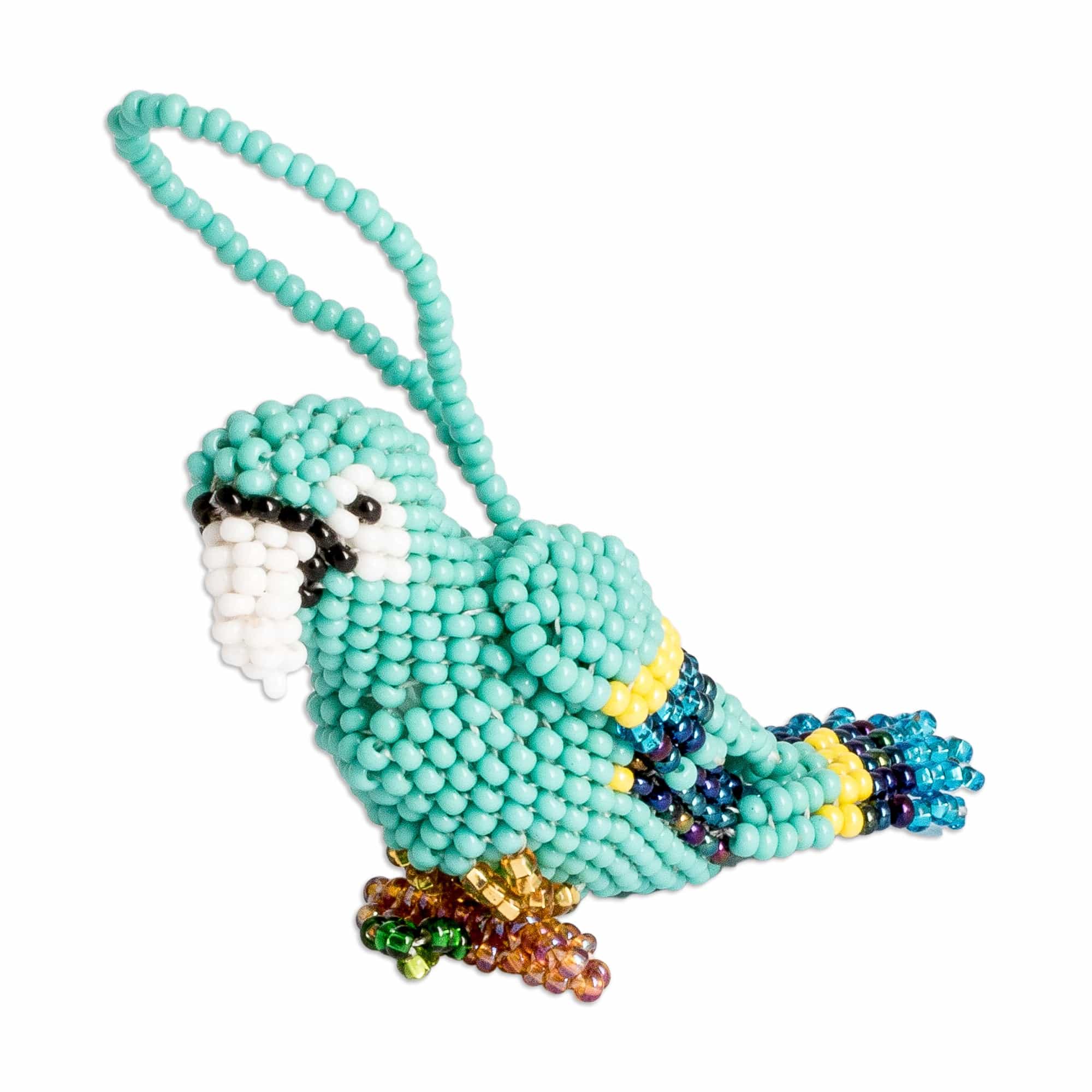 Handmade Glass Beaded Macaw-Themed Ornament from Guatemala - Marvelous Macaw