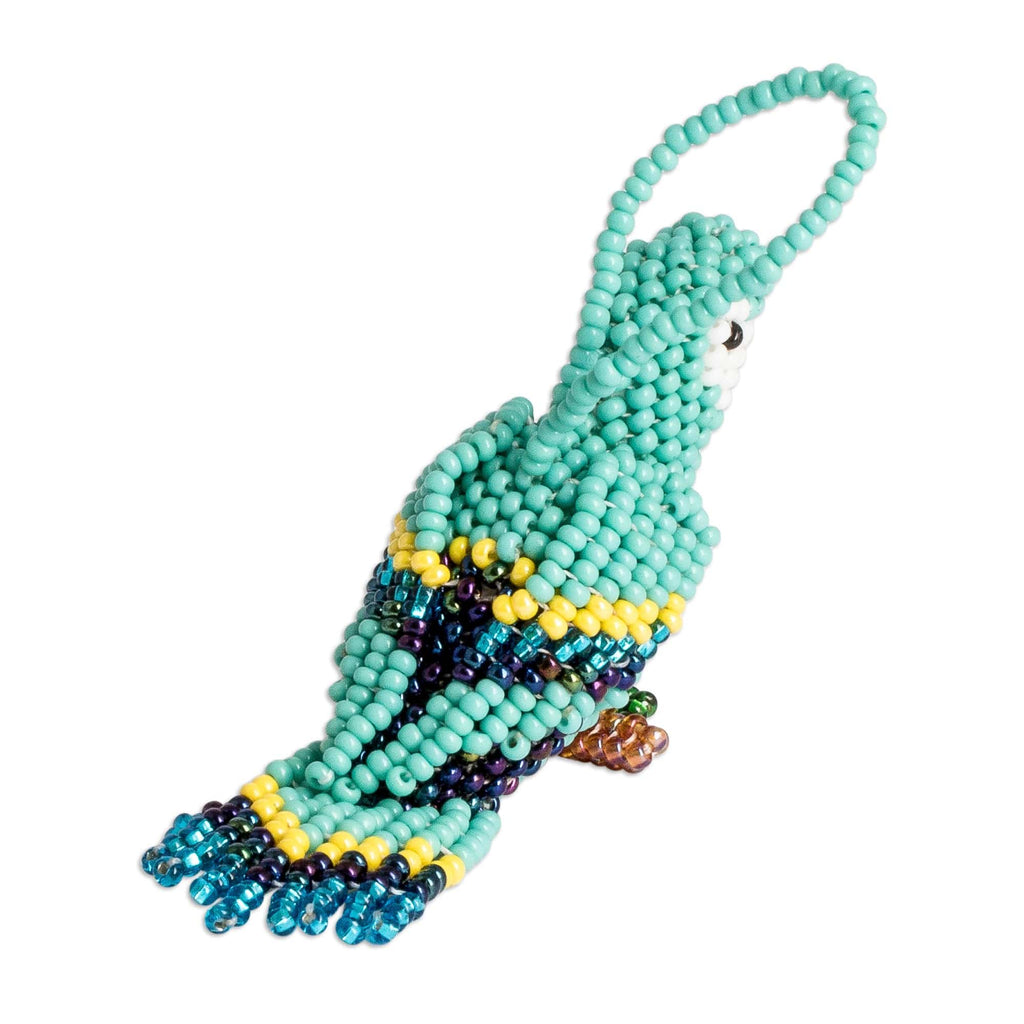 Handmade Glass Beaded Macaw-Themed Ornament from Guatemala - Marvelous Macaw